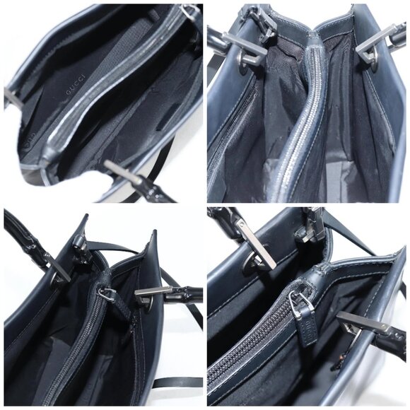 GUCCI Bamboo Hand Bag Leather 2way Black 002 1016 Auth 133424 - Picture 16 of 16